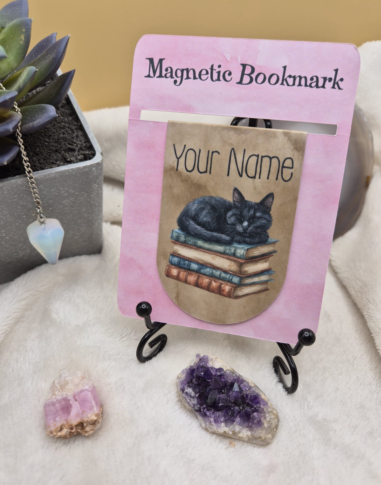 Personalised Magnetic Bookmark – Custom Name Cat Bookmark