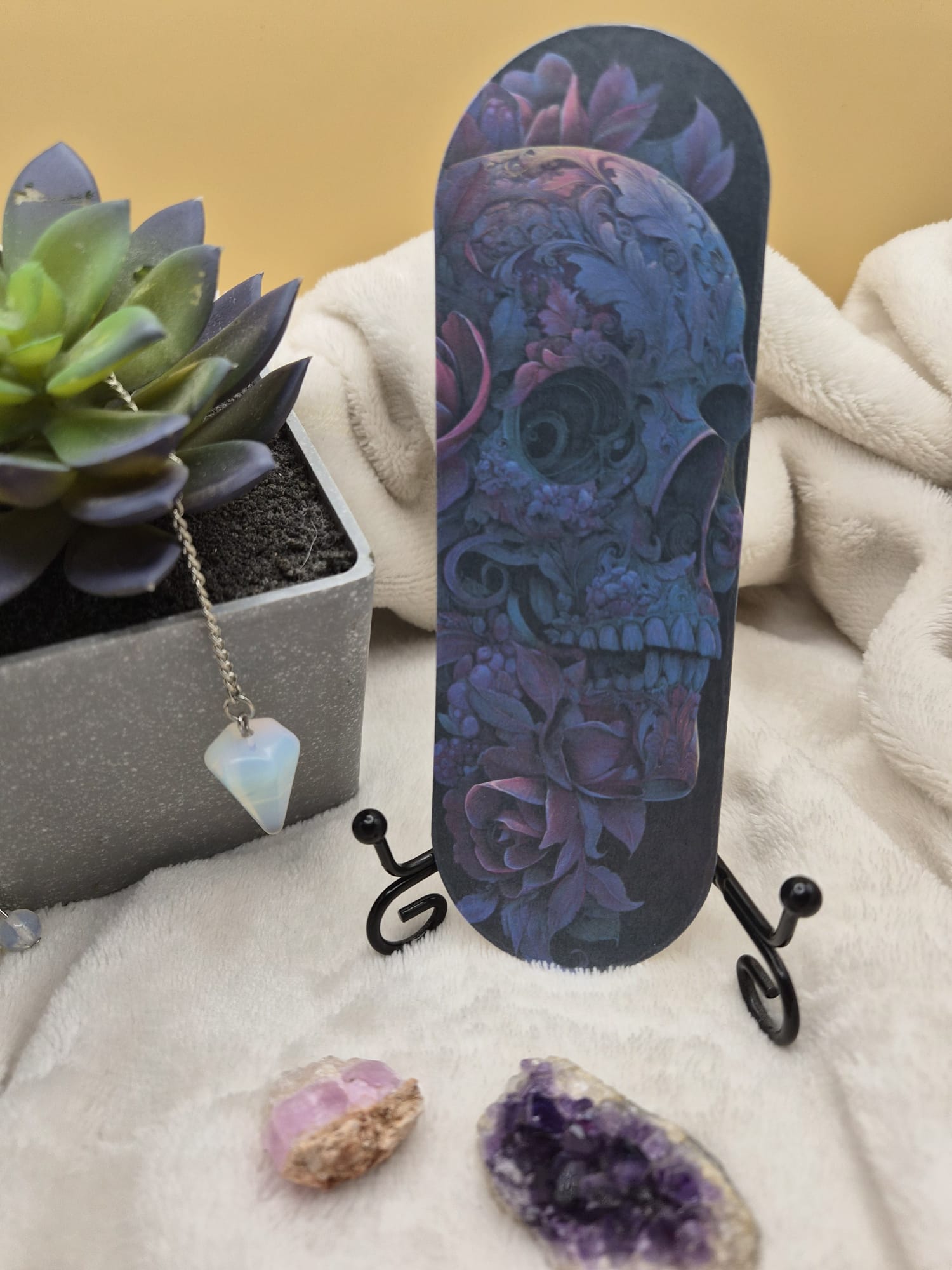 Gothic Skull Bookmark Set • Purple Floral Design, Dark Academia