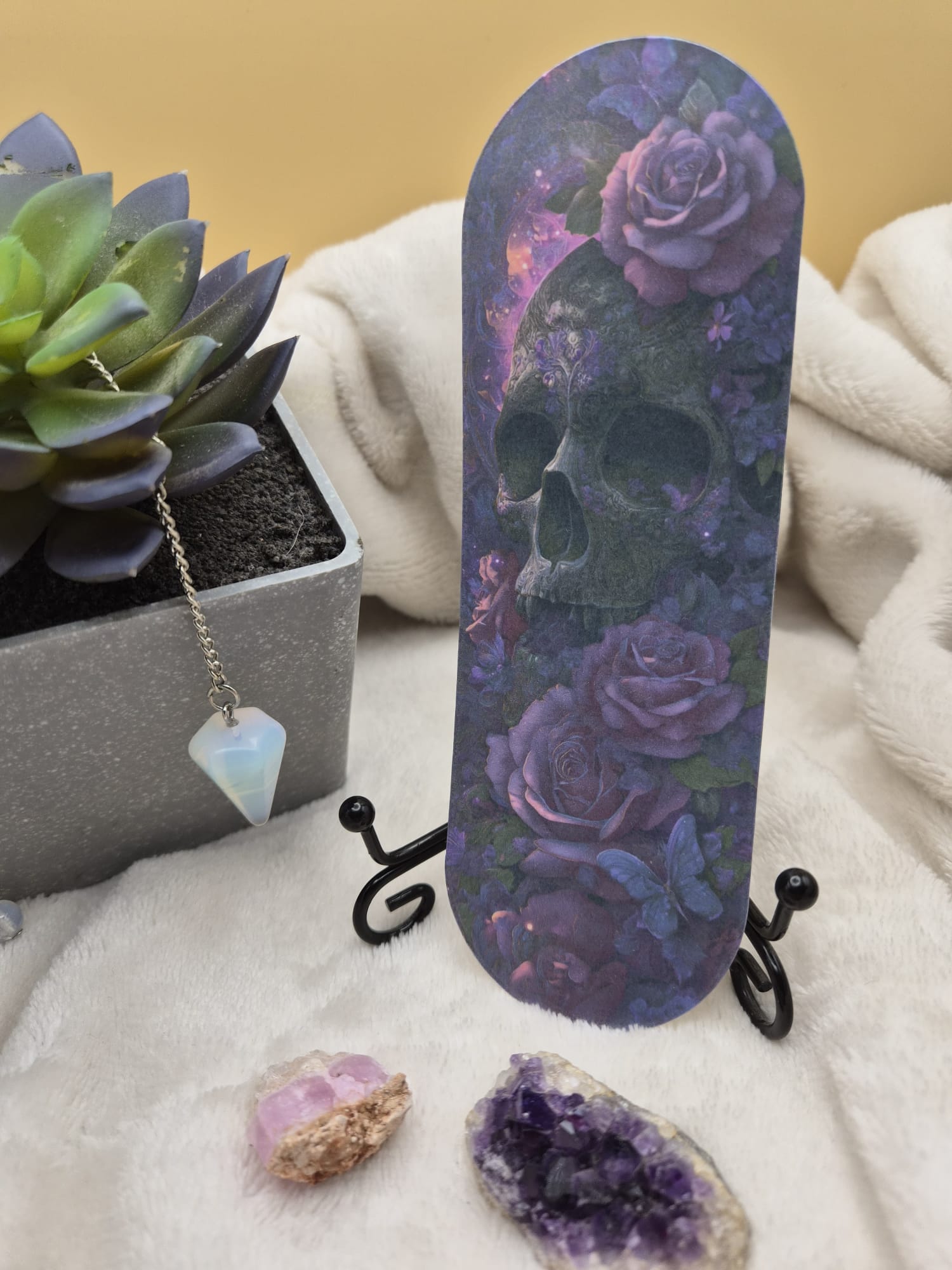 Gothic Skull Bookmark Set • Purple Floral Design, Dark Academia