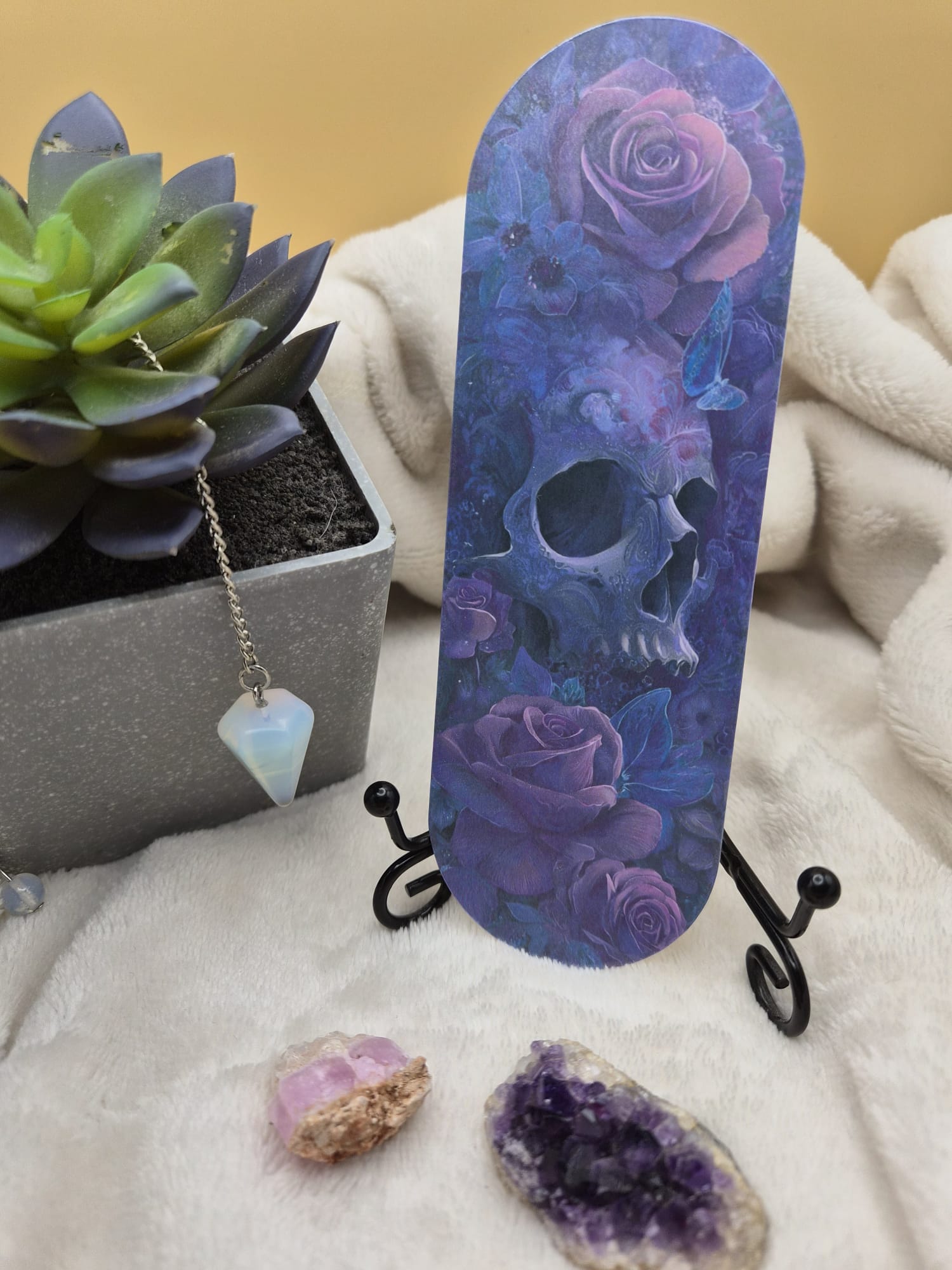 Gothic Skull Bookmark Set • Purple Floral Design, Dark Academia
