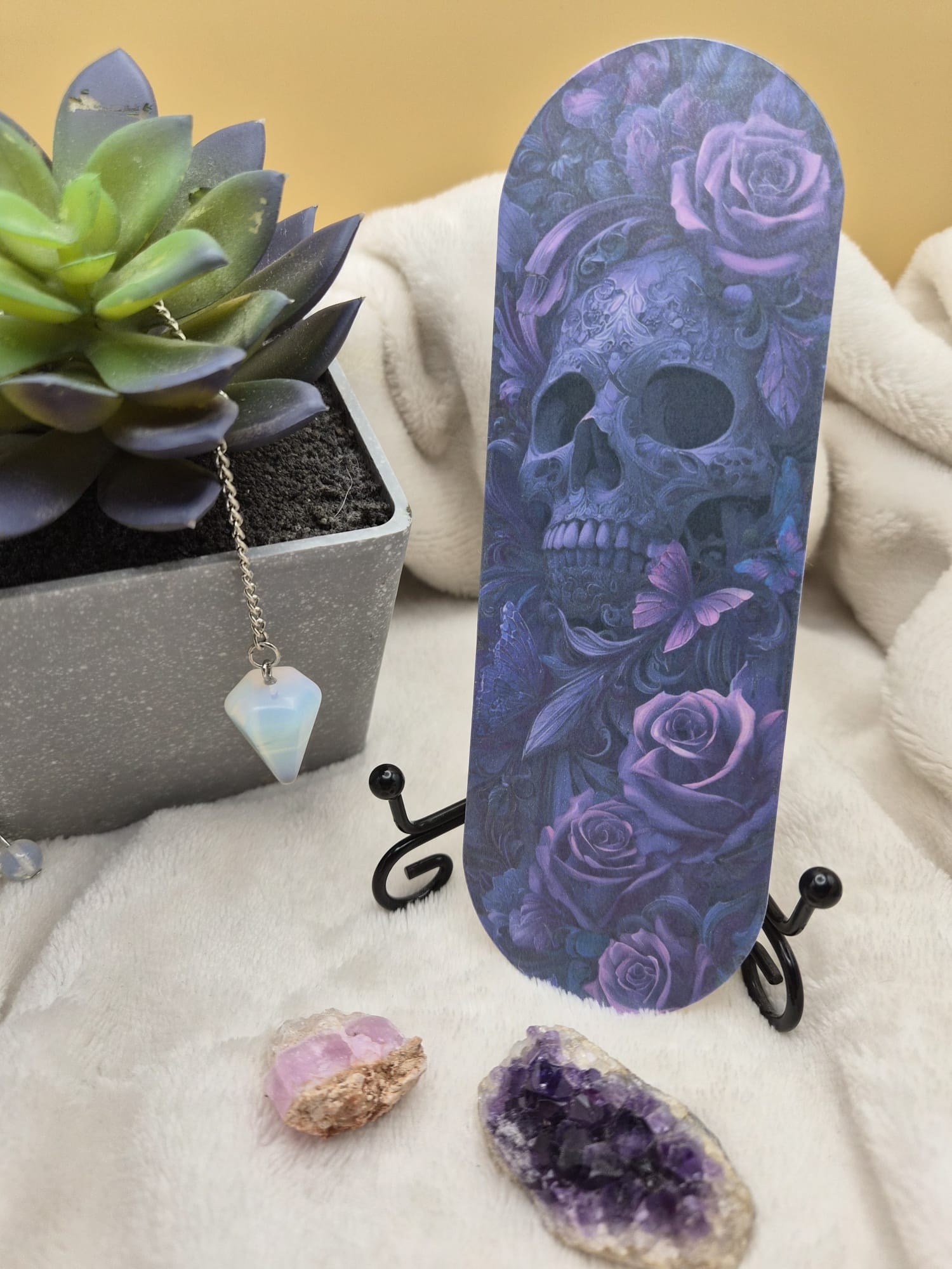 Gothic Skull Bookmark Set • Purple Floral Design, Dark Academia