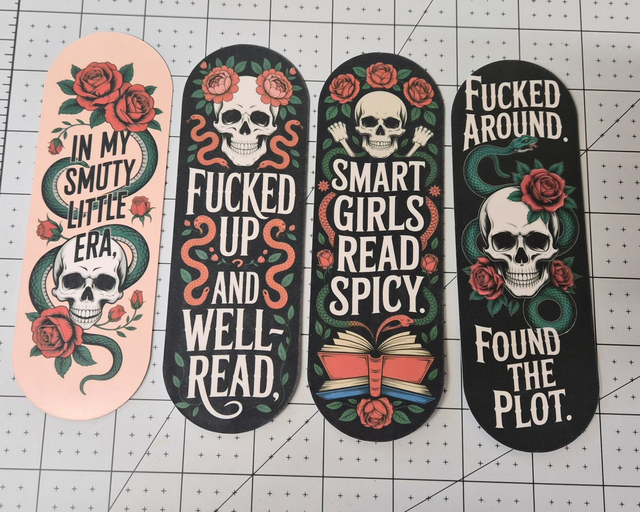 Dark Humour Bookmarks | Gothic Skull & Snake Bookmarks | Spicy Reader Bookmark | Funny Sweary Book Lover Gift