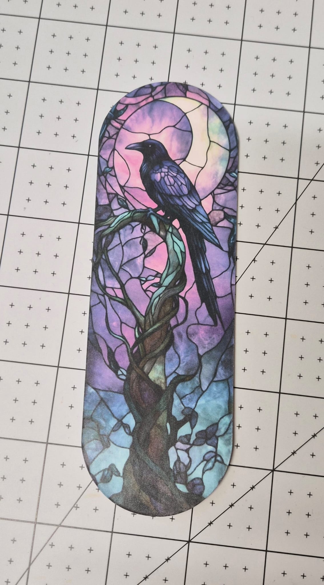Stained Glass Gothic Bookmarks | Dark Fantasy Bookmark | Moon Bat Raven Rose Bookmark | Gothic Book Lover Gift