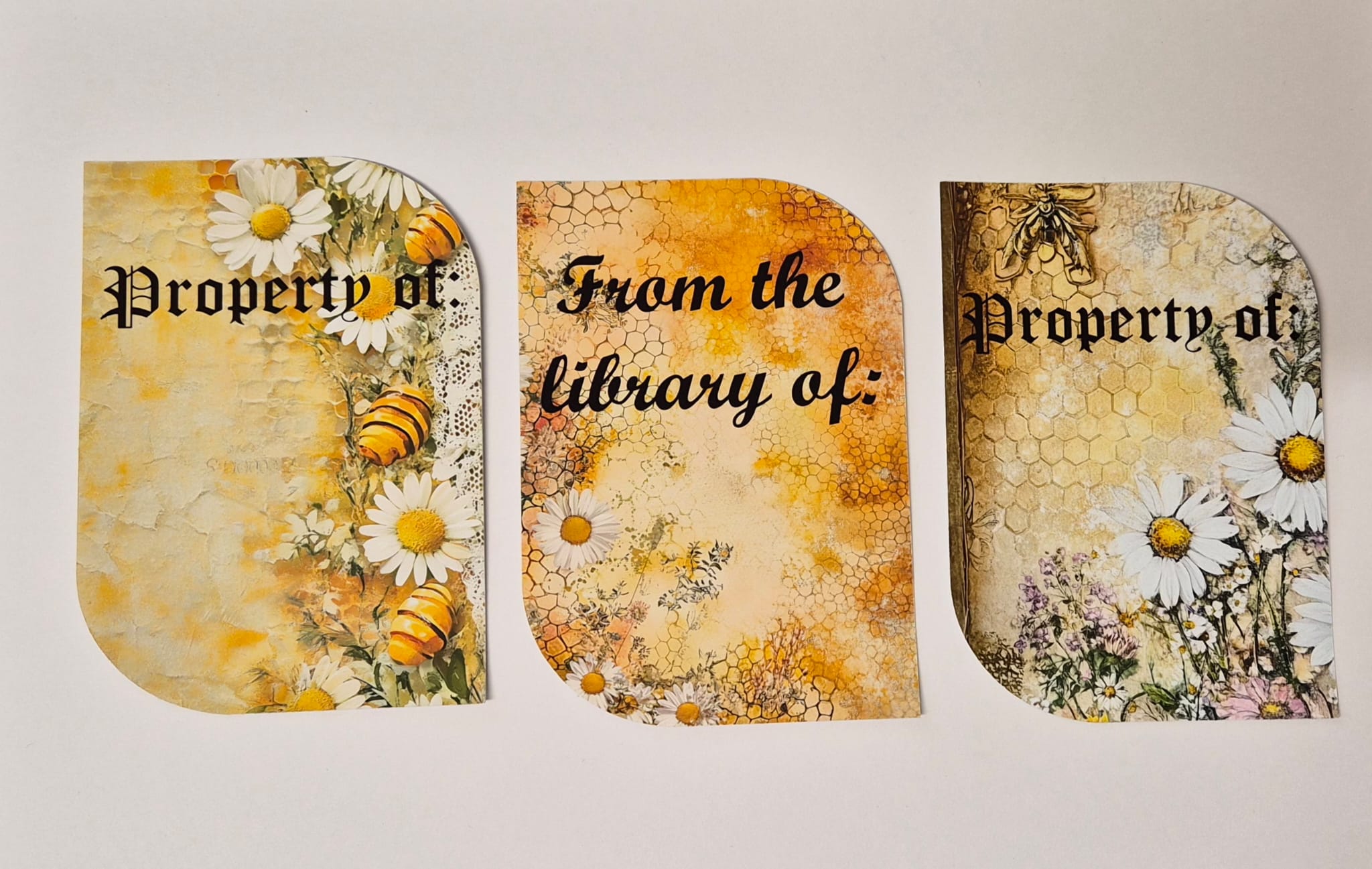 Ex Libris Bookplates – Bee & Daisy Bookplates Pack of 8 | Vintage Floral Book Lover Stickers
