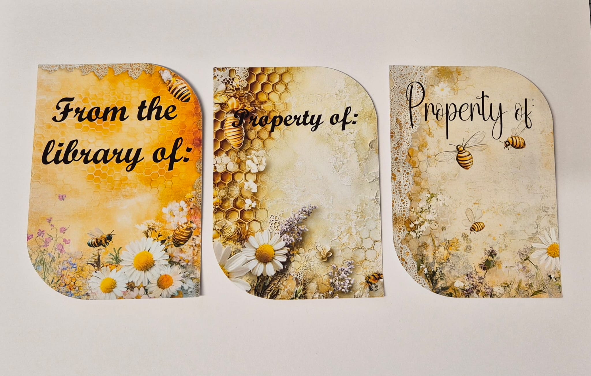 Ex Libris Bookplates – Bee & Daisy Bookplates Pack of 8 | Vintage Floral Book Lover Stickers